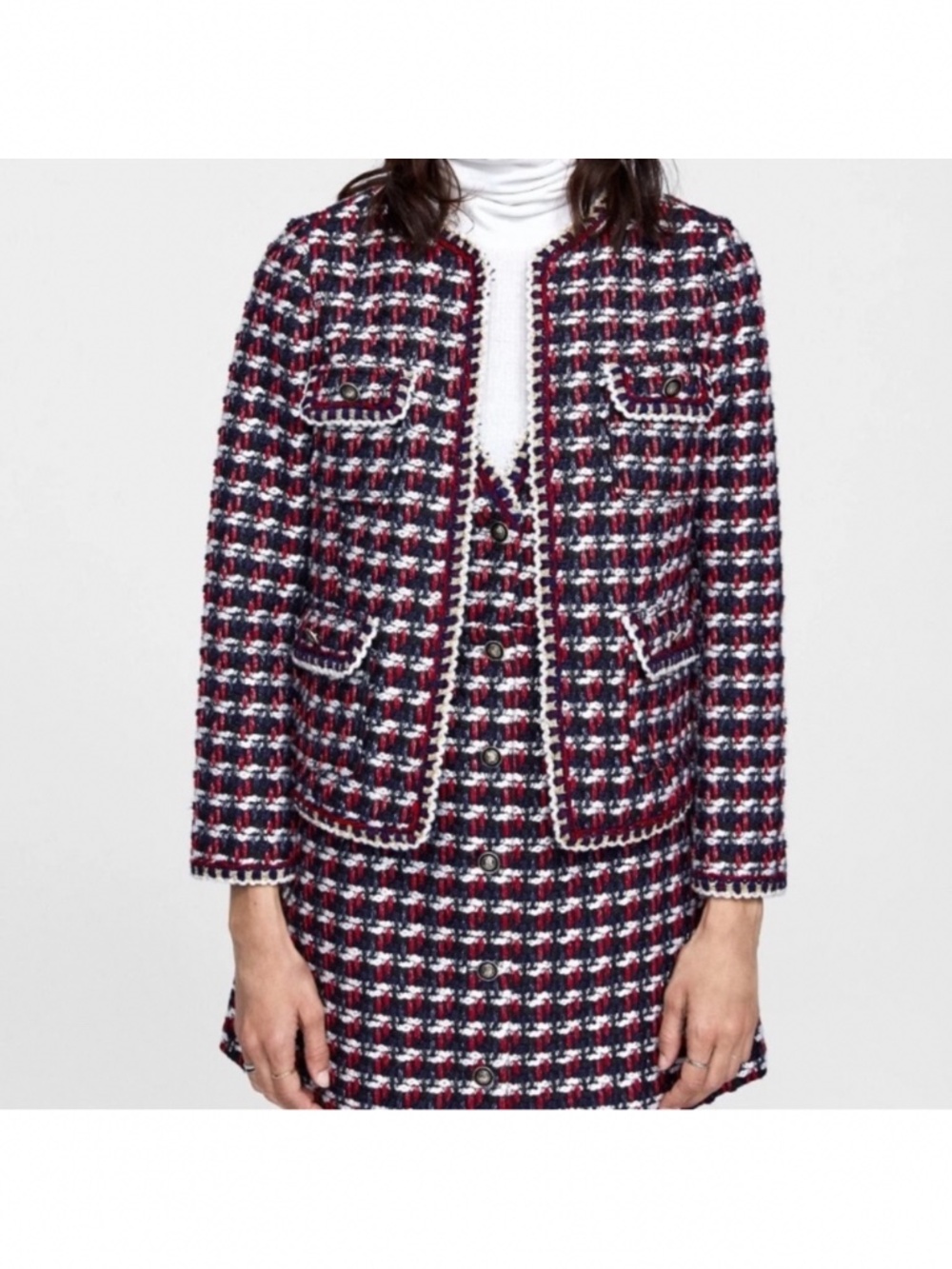 ZARA TWEED blazer jacket XL. NWOT